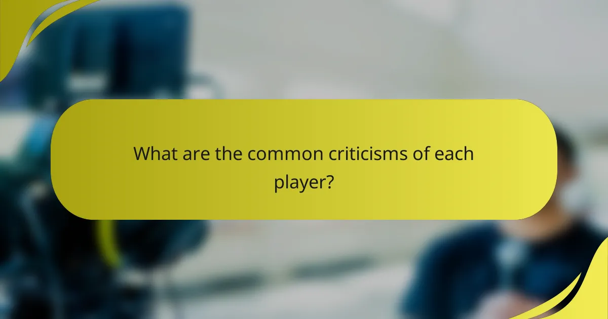 What are the common criticisms of each player?